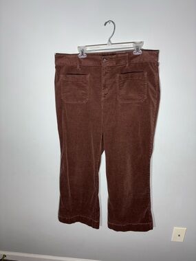 J. Crew Factory Lizzie Corduroy High-Rise Wide-Leg Patch-Pocket Pant Brown Sz 34